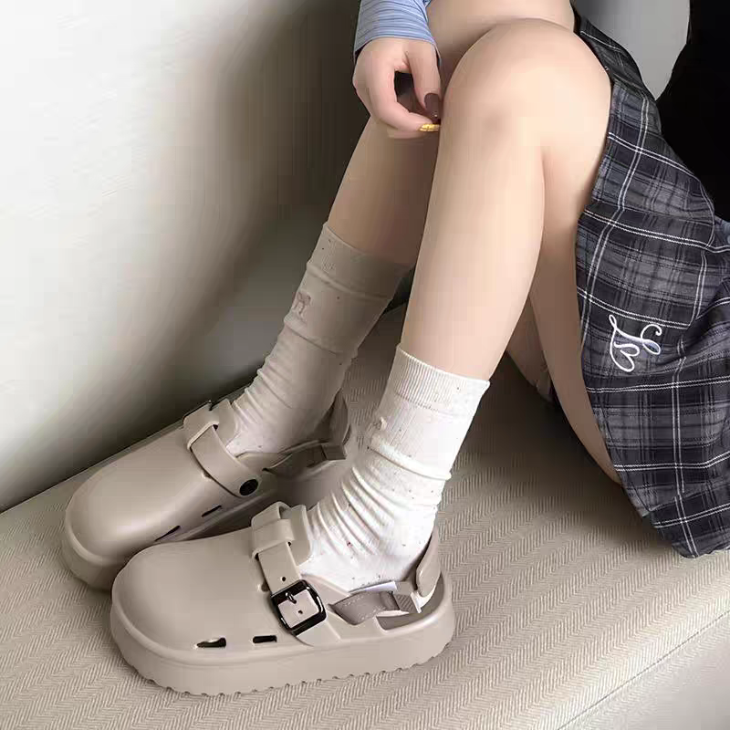 防水厚底拖鞋 涼鞋 懶人鞋 男女穆勒鞋 室內外防滑 涼拖 潮流軟底拖 一字拖 夏季鞋 可拆帶拖鞋 休閒涼鞋 QQ2518-細節圖2