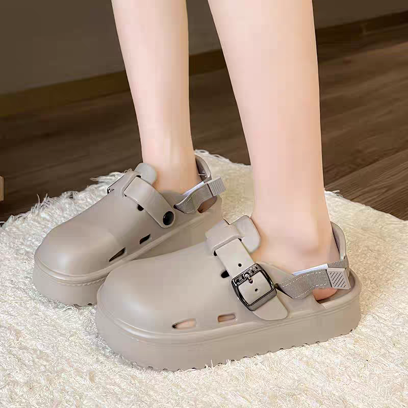 防水厚底拖鞋 涼鞋 懶人鞋 男女穆勒鞋 室內外防滑 涼拖 潮流軟底拖 一字拖 夏季鞋 可拆帶拖鞋 休閒涼鞋 QQ2518-細節圖3