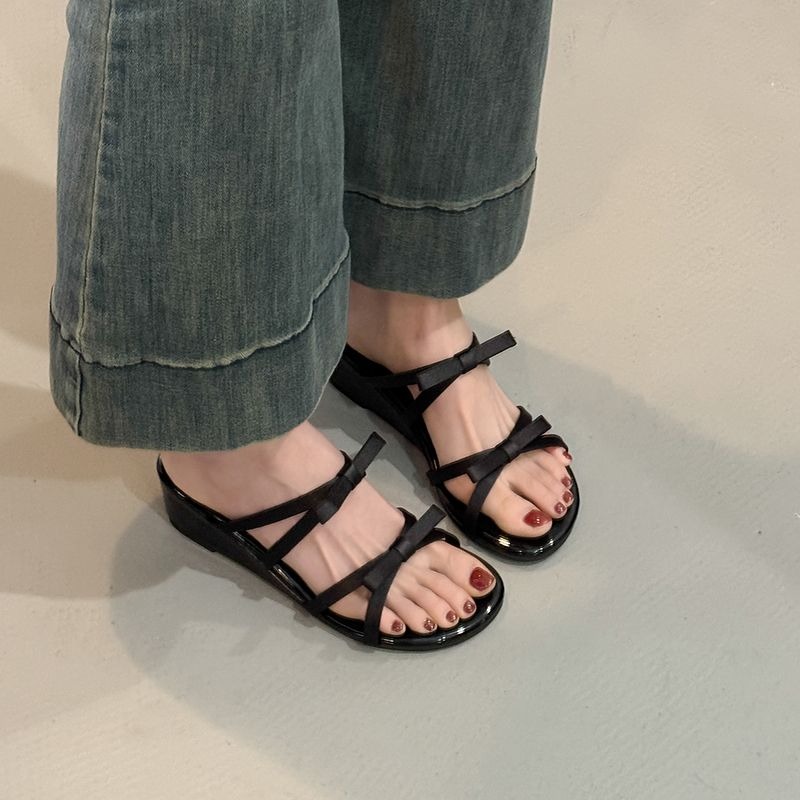 蝴蝶結果凍拖鞋 女生涼鞋 平底鞋 防水果凍鞋 室內外拖鞋 穿搭 女神鞋 豹紋拖鞋 甜美風 沙灘鞋 涼拖鞋 G2688-細節圖4