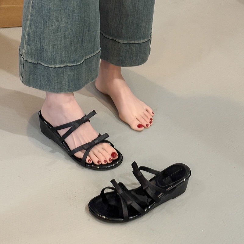 蝴蝶結果凍拖鞋 女生涼鞋 平底鞋 防水果凍鞋 室內外拖鞋 穿搭 女神鞋 豹紋拖鞋 甜美風 沙灘鞋 涼拖鞋 G2688-細節圖5