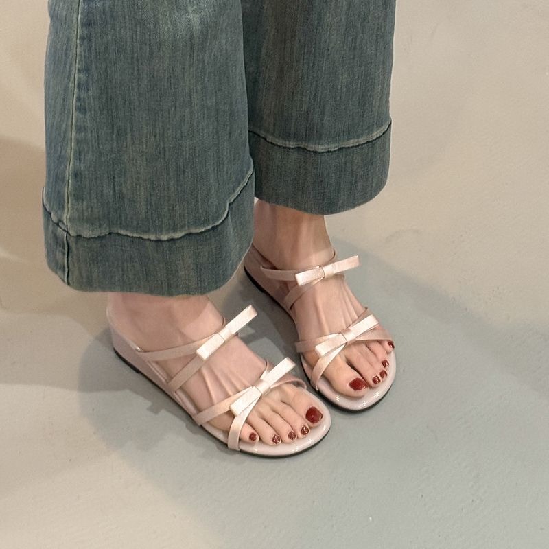 蝴蝶結果凍拖鞋 女生涼鞋 平底鞋 防水果凍鞋 室內外拖鞋 穿搭 女神鞋 豹紋拖鞋 甜美風 沙灘鞋 涼拖鞋 G2688-細節圖7