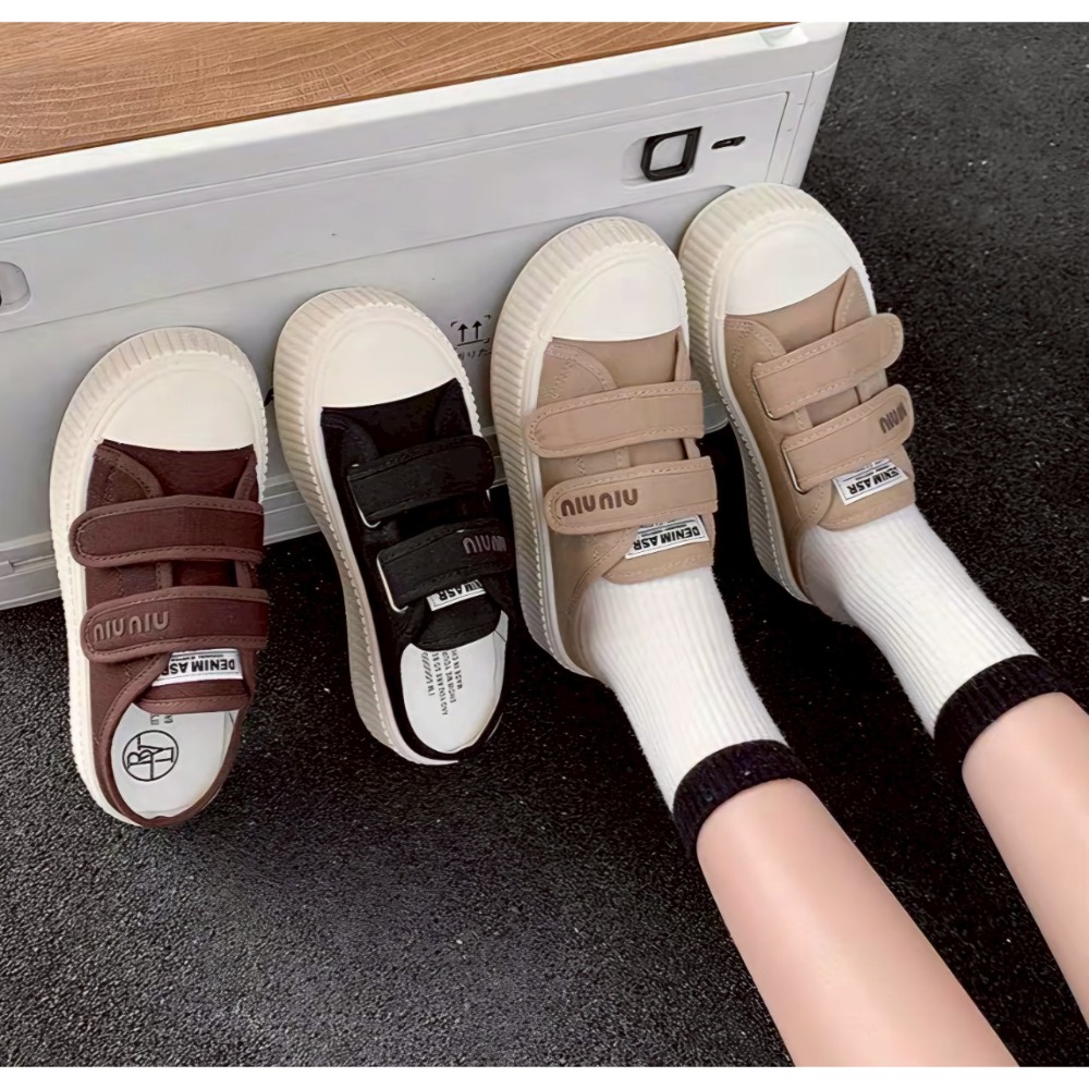 厚底拖鞋女 ins潮 魔鬼氈 帆布拖鞋 懶人鞋 百搭 透氣 夏季 韓版 學生 館長鞋 增高 鬆糕鞋 一字拖 G3638-細節圖2