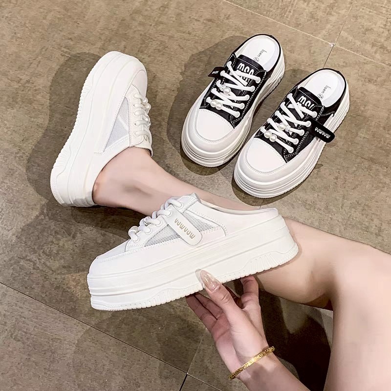 厚底懶人鞋 女帆布拖鞋 Y2K風 增高百搭鞋 韓系鬆糕鞋 夏季潮流 穿搭神器 好走不咬腳 學生愛款 5212-細節圖4