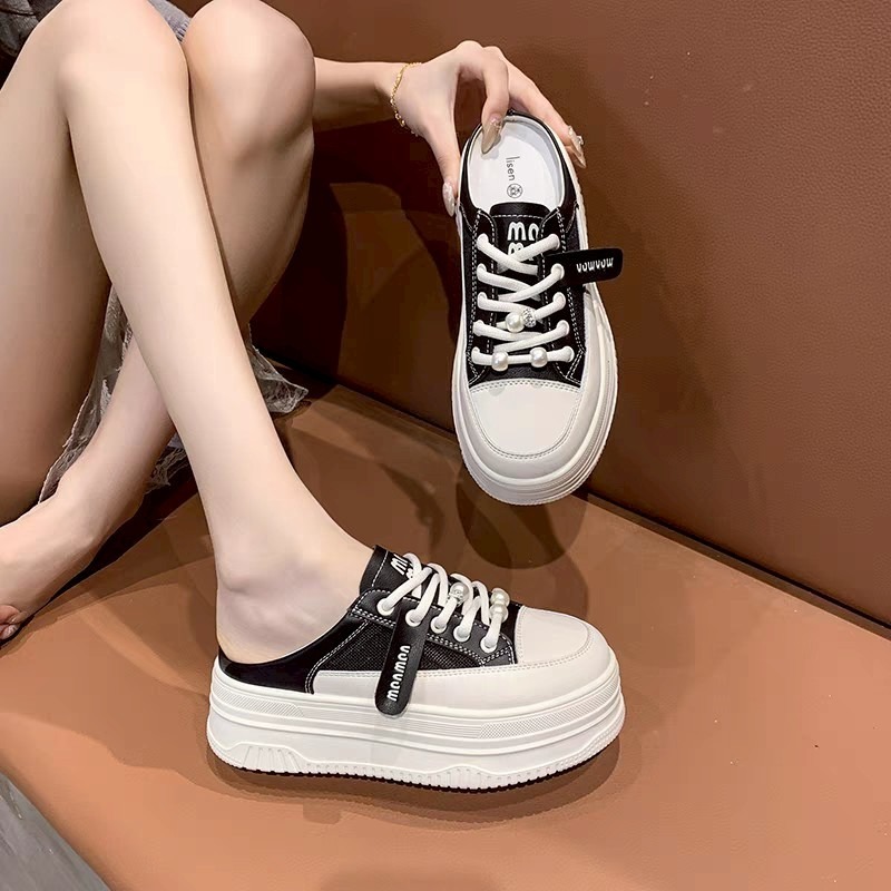 厚底懶人鞋 女帆布拖鞋 Y2K風 增高百搭鞋 韓系鬆糕鞋 夏季潮流 穿搭神器 好走不咬腳 學生愛款 5212-細節圖11