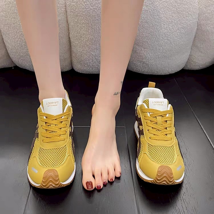 日系復古慢跑鞋 女潮鞋 白色銀色黃 學生穿搭神器 百搭增高顯瘦 透氣好走 不磨腳 運動休閒鞋 8225-細節圖8