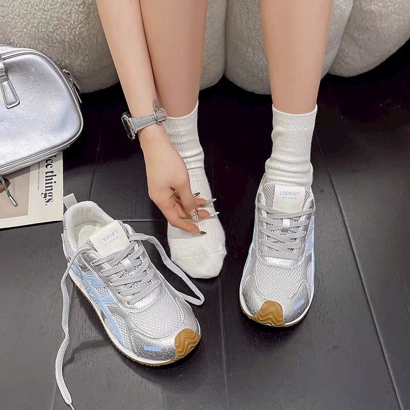日系復古慢跑鞋 女潮鞋 白色銀色黃 學生穿搭神器 百搭增高顯瘦 透氣好走 不磨腳 運動休閒鞋 8225-細節圖11