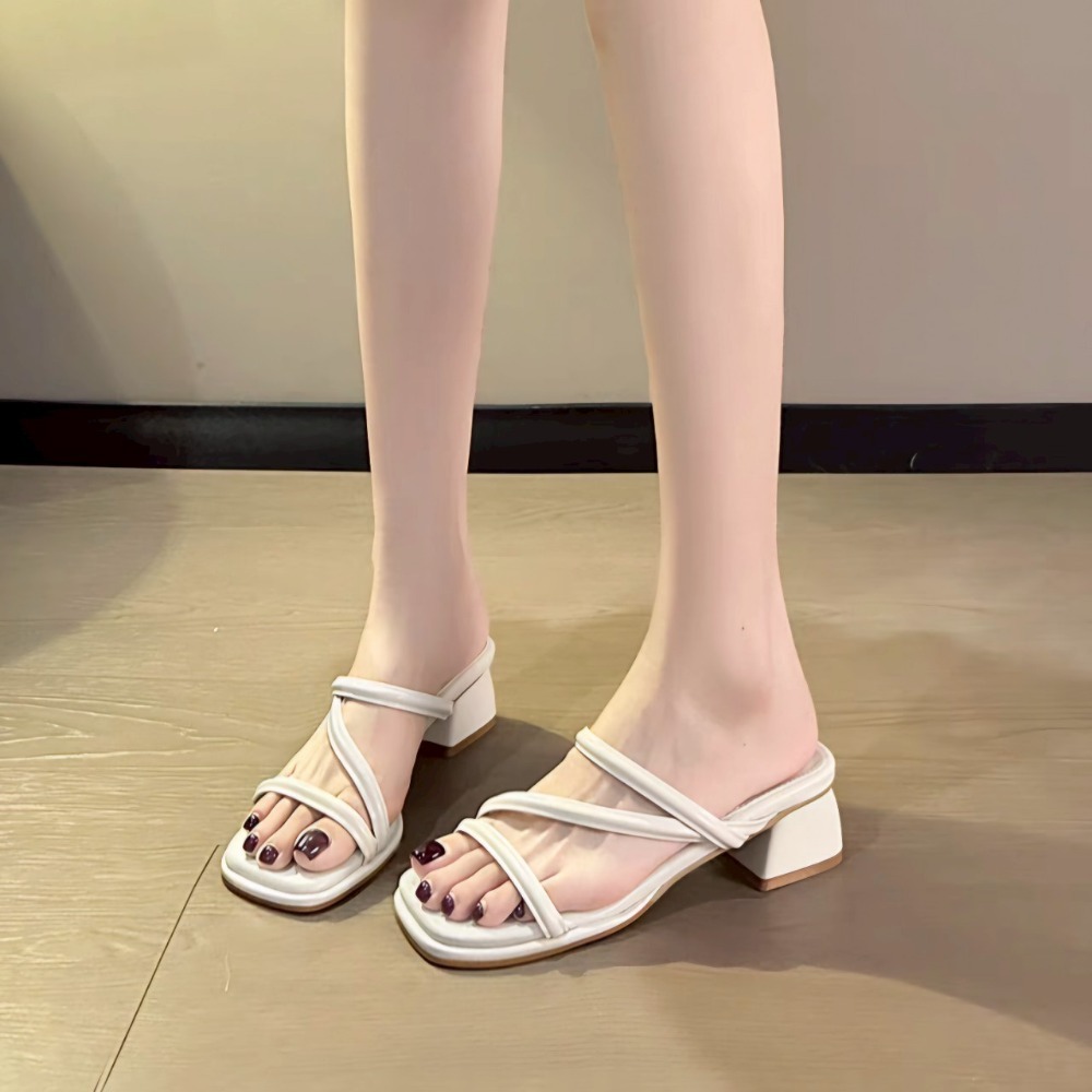 方頭 細帶 交叉帶 厚底 中跟 涼拖鞋 女鞋 百搭 楔型 OL 通勤 韓系 ins風 約會 夏季 增高 G4090-細節圖7