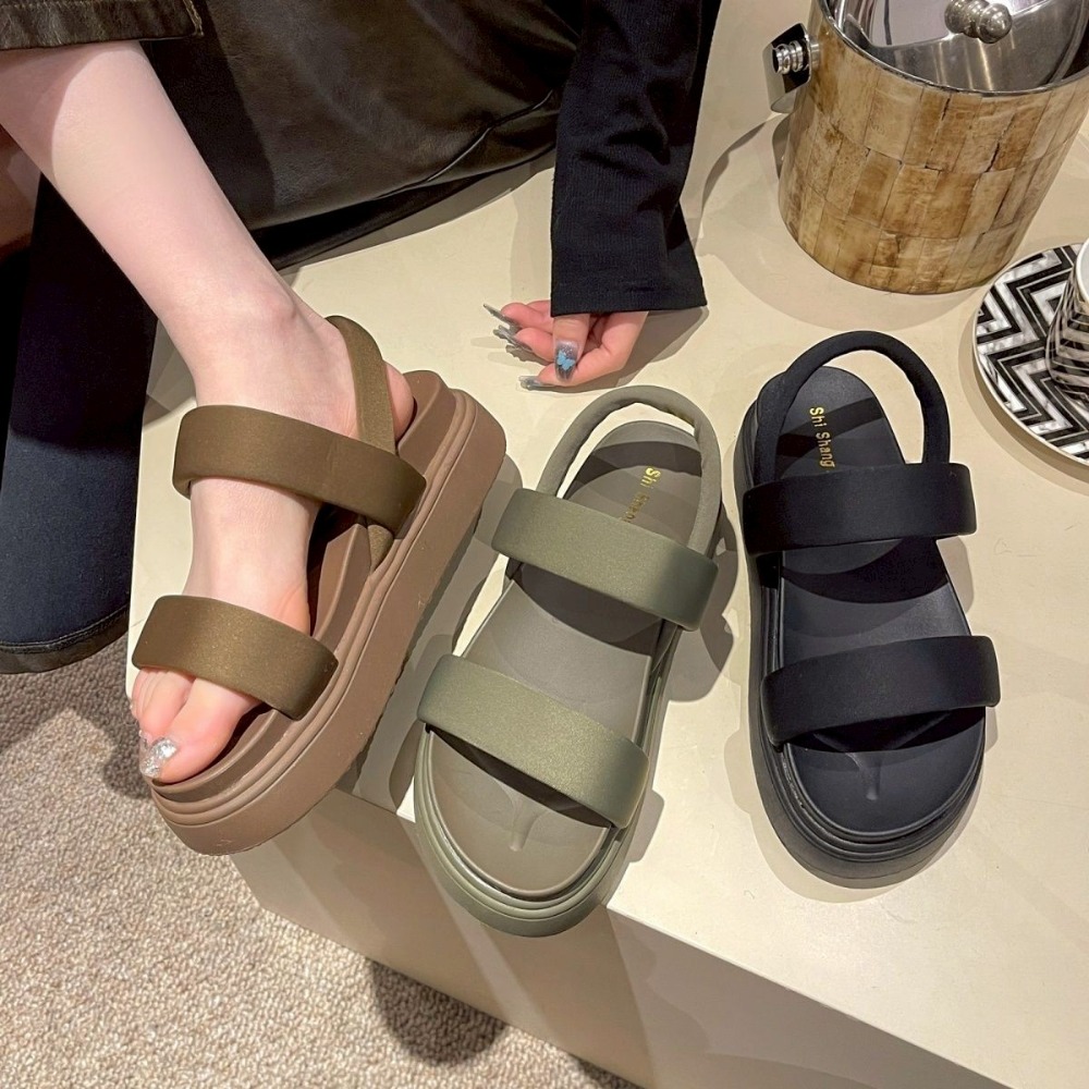 厚底 軟底 雙帶 後帶 涼鞋 女鞋 ins風 韓系 百搭 懶人 室內外 休閒 增高 防滑 軟Q氣墊 夏季 潮流 1188-細節圖3