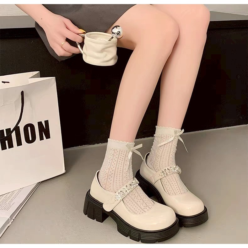 厚底 增高 瑪莉珍 水鑽 亮面 漆皮 方頭 女鞋 學生 可愛 日系 lolita JK ins風 韓系 百搭 KL626-細節圖9