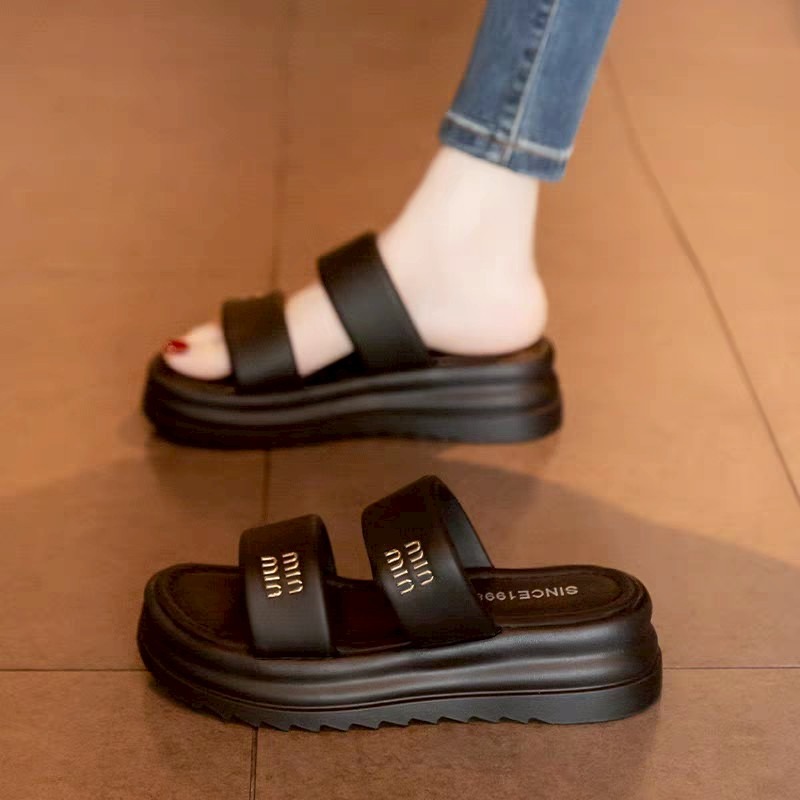 大尺碼41 厚底 軟Q 雙帶魔鬼氈 涼拖 女神鞋 MIU風 ins爆款 韓系 百搭 懶人穿脫 室內外 休閒度假G6499-細節圖4