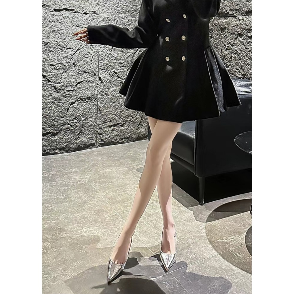 尖頭高跟鞋 細跟涼鞋 銀色高跟鞋 黑色高跟鞋 時尚宴會鞋 顯瘦鞋款 性感細帶鞋 優雅氣場鞋 女神戰鞋 穿搭 G2883-細節圖2