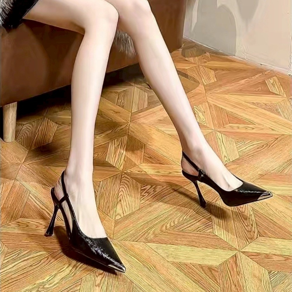 尖頭高跟鞋 細跟涼鞋 銀色高跟鞋 黑色高跟鞋 時尚宴會鞋 顯瘦鞋款 性感細帶鞋 優雅氣場鞋 女神戰鞋 穿搭 G2883-細節圖5