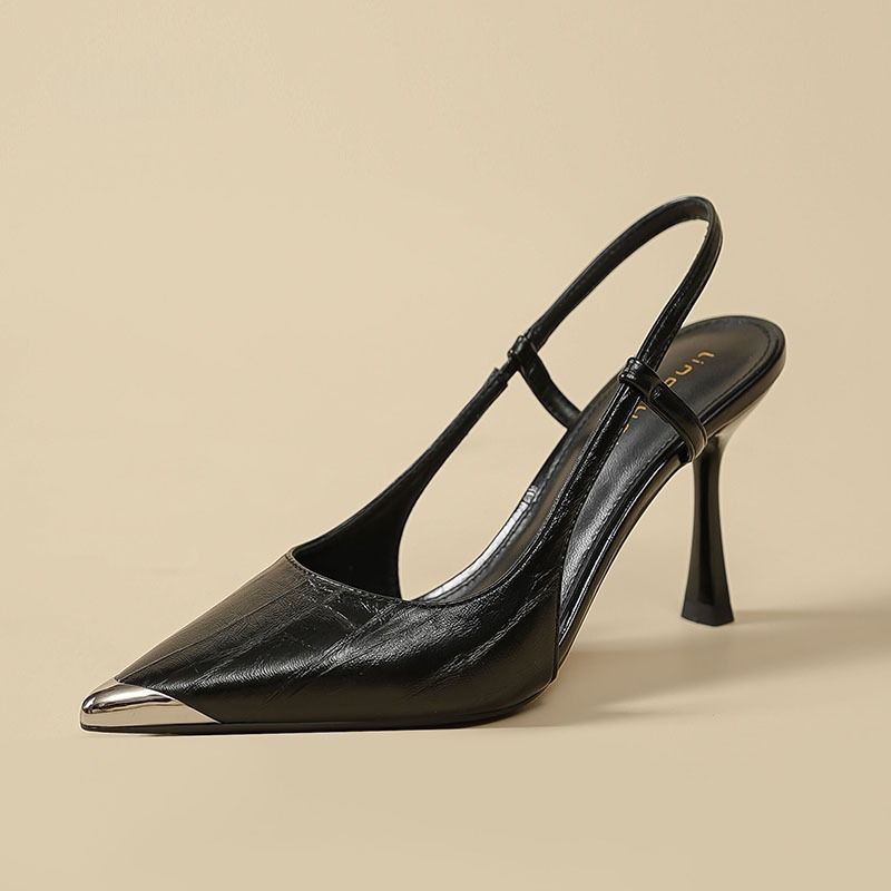 尖頭高跟鞋 細跟涼鞋 銀色高跟鞋 黑色高跟鞋 時尚宴會鞋 顯瘦鞋款 性感細帶鞋 優雅氣場鞋 女神戰鞋 穿搭 G2883-規格圖6