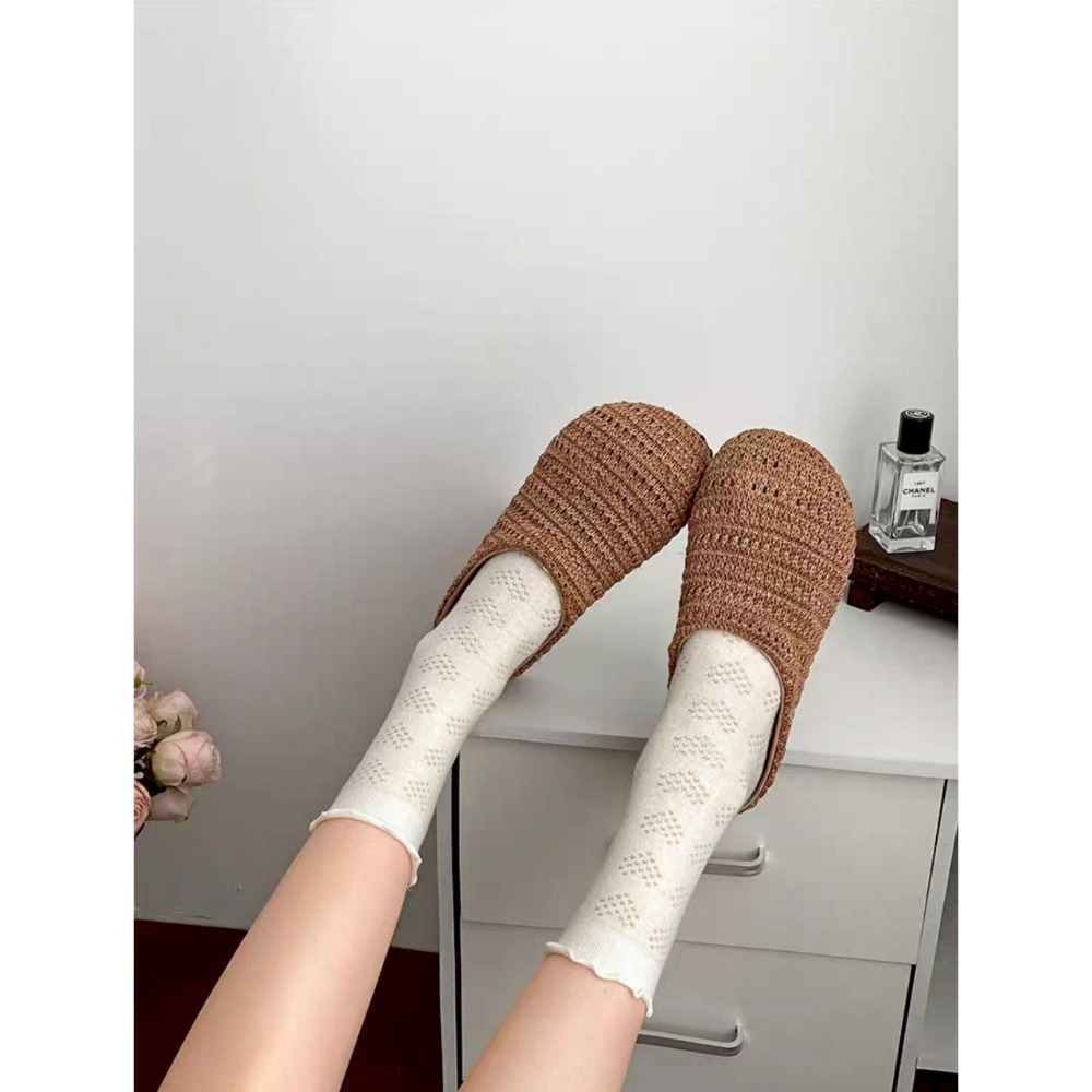 編織懶人鞋 透氣平底鞋 編織便鞋 休閒懶人鞋 文青手工鞋 夏日涼爽鞋 棉麻風鞋 百搭舒適鞋 編織拖鞋風 麻編鞋G9704-細節圖4