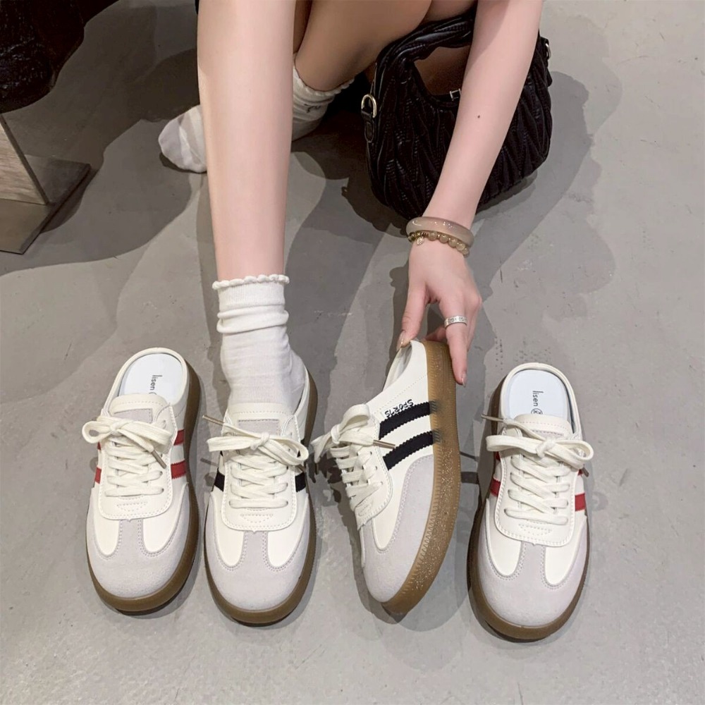 懶人鞋 穆勒鞋 女 運動鞋 厚底休閒鞋 復古德訓鞋 奶油鞋 增高球鞋 夏季好穿 百搭鞋 不磨腳 穿脫方便 復古鞋 917-細節圖2