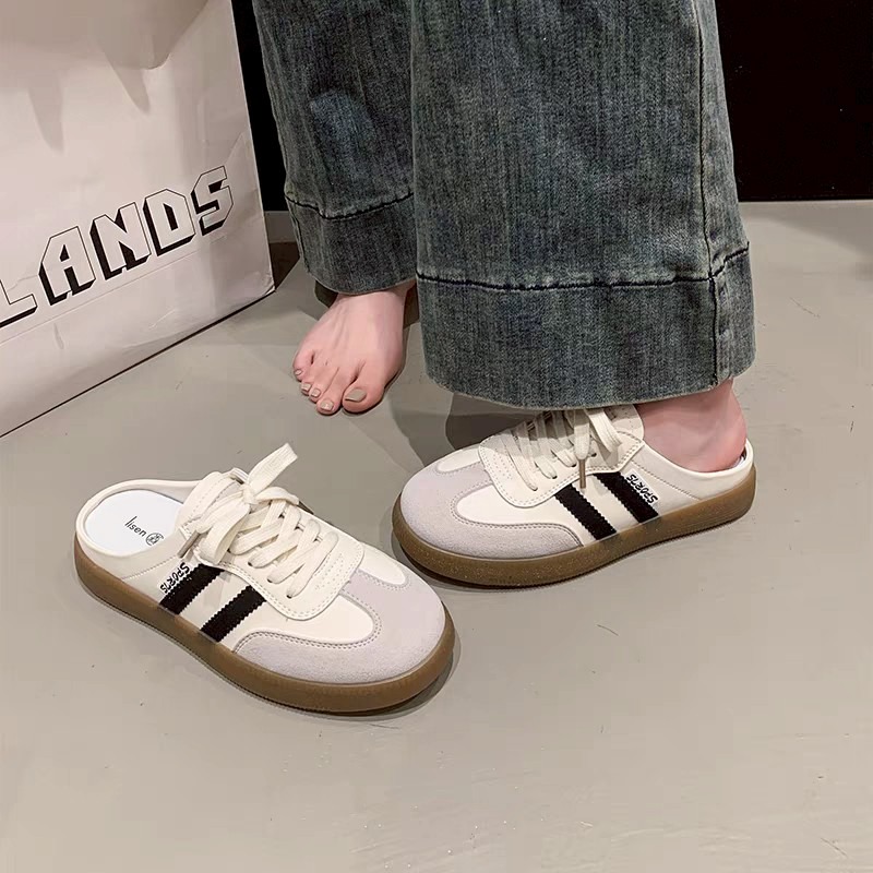 懶人鞋 穆勒鞋 女 運動鞋 厚底休閒鞋 復古德訓鞋 奶油鞋 增高球鞋 夏季好穿 百搭鞋 不磨腳 穿脫方便 復古鞋 917-細節圖5