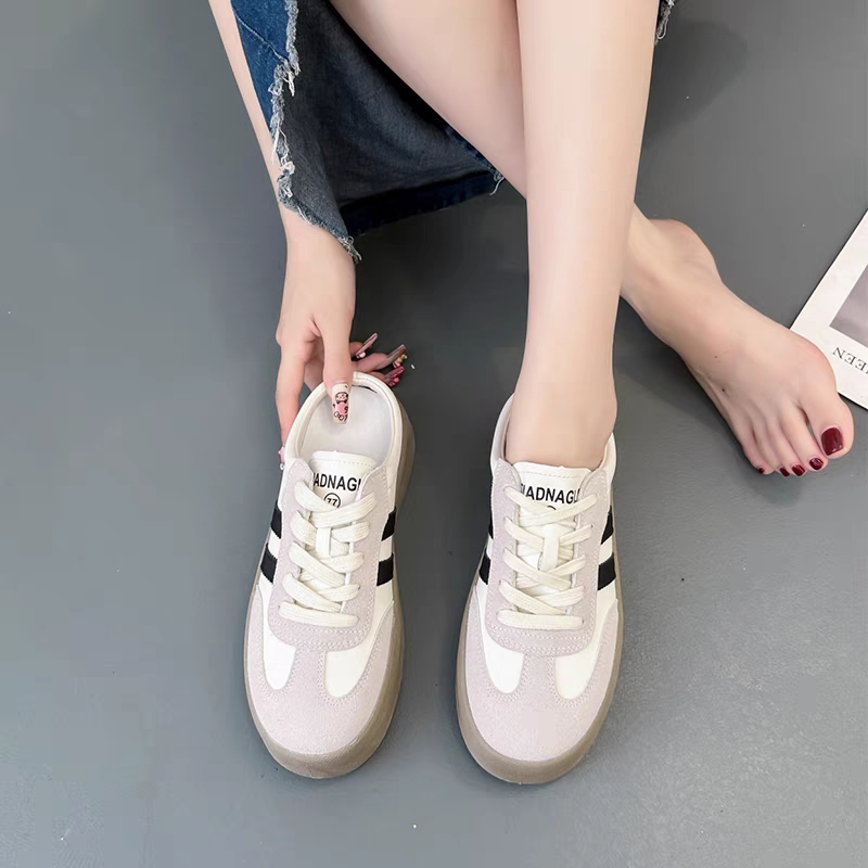 大尺碼42 懶人帆布鞋 女穆勒鞋 厚底小白鞋 增高拖鞋 韓系百搭潮鞋 學生鞋 軟底休閒懶人鞋 運動風涼拖 透氣好走-細節圖7