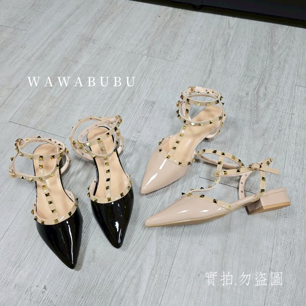 鉚釘尖頭涼鞋 小香風 粗跟鞋 氣質女鞋 通勤百搭涼鞋 韓系設計感跟鞋 1172-細節圖6