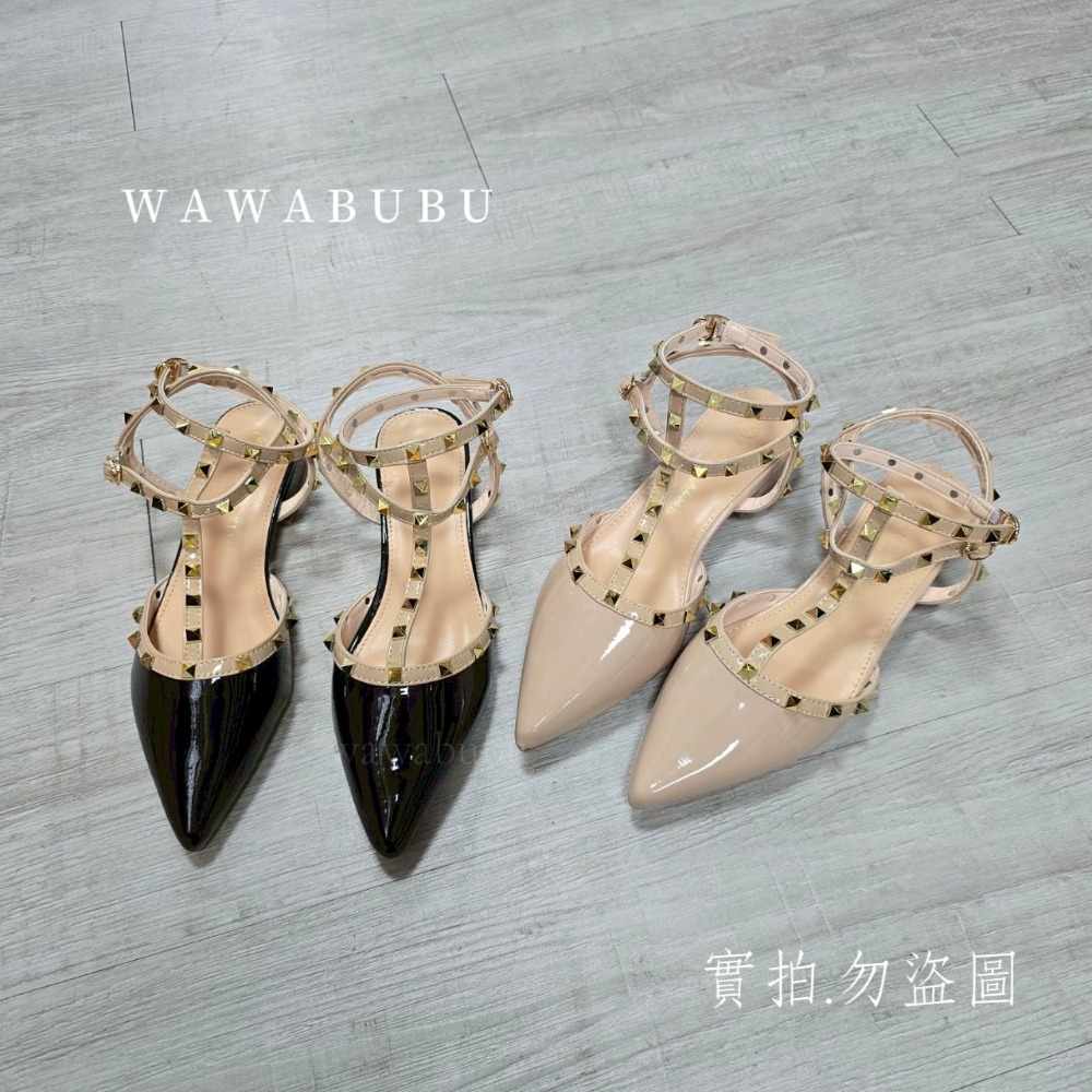 鉚釘尖頭涼鞋 小香風 粗跟鞋 氣質女鞋 通勤百搭涼鞋 韓系設計感跟鞋 1172-細節圖7