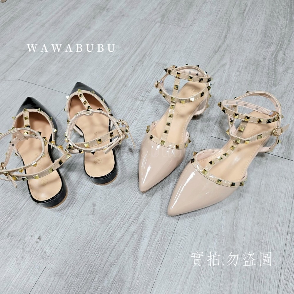 鉚釘尖頭涼鞋 小香風 粗跟鞋 氣質女鞋 通勤百搭涼鞋 韓系設計感跟鞋 1172-細節圖8