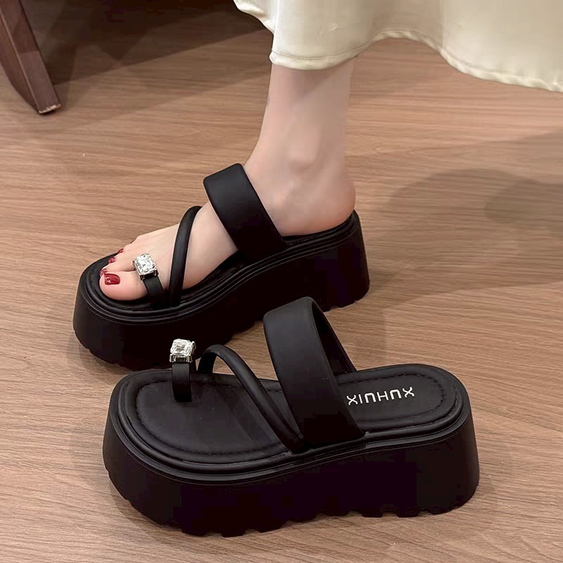 厚底涼鞋 增高拖鞋 女生厚底鞋 顯腿長 銀色涼鞋 黑色涼鞋 米白拖鞋 厚底夾腳鞋 韓系時尚 女神穿搭 不磨腳 G7318-細節圖6