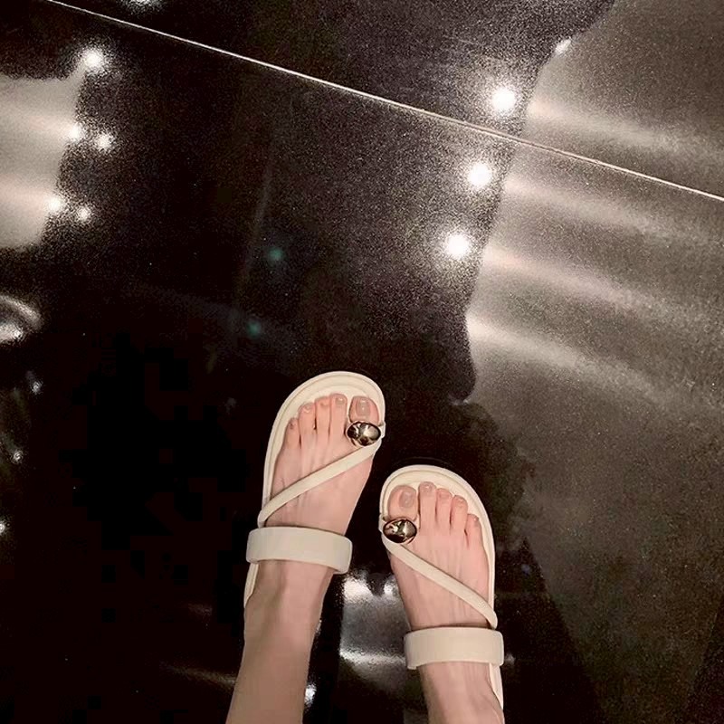 全防水拖鞋 防水涼鞋 厚底拖鞋 金屬環拖鞋 女涼拖鞋 韓系夾腳鞋 百搭女鞋 夏天拖鞋 顯瘦拖鞋 防滑鞋 QQ8089-細節圖5