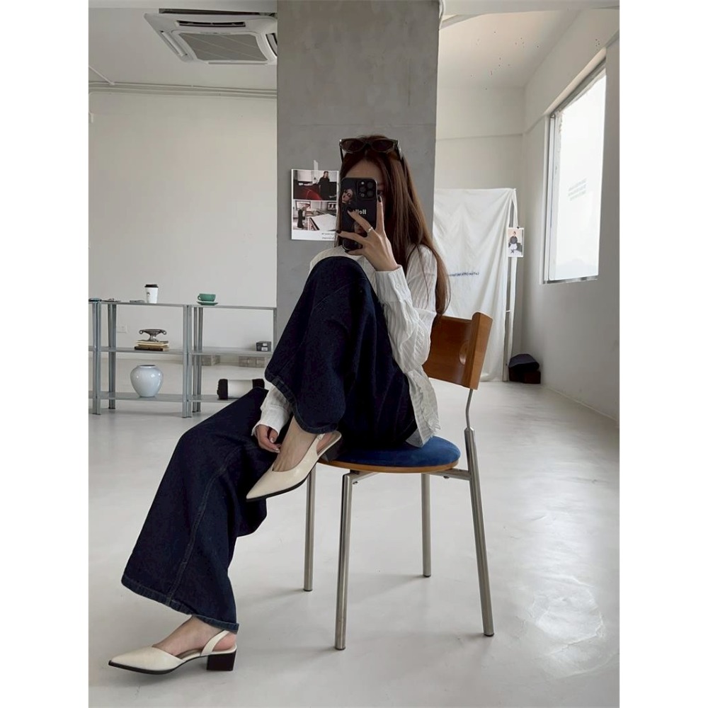 尖頭涼鞋 後空高跟鞋 通勤高跟鞋 設計感女鞋 氣質高跟鞋 百搭女鞋 小香風 夏季高跟鞋 尖頭鞋 低跟涼鞋 G8874-細節圖3