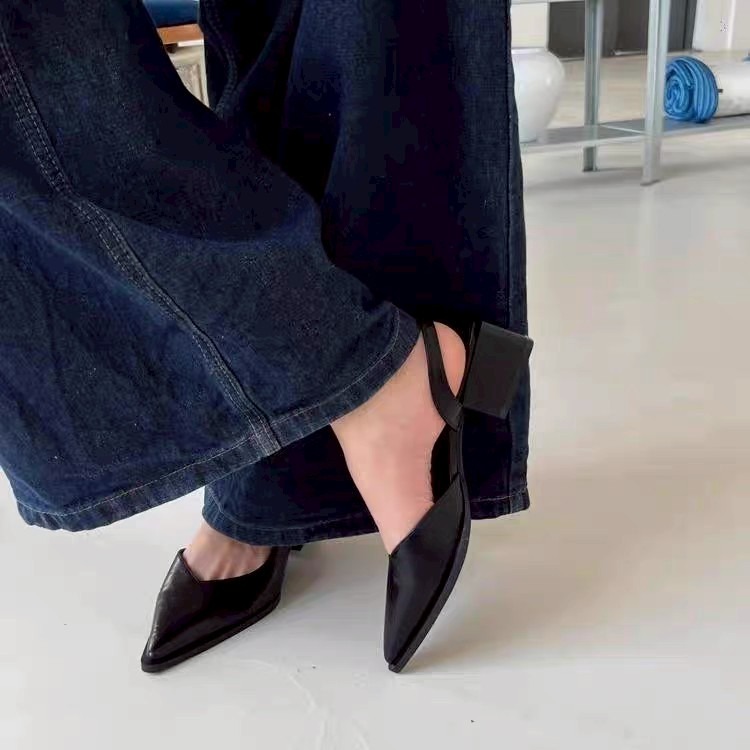 尖頭涼鞋 後空高跟鞋 通勤高跟鞋 設計感女鞋 氣質高跟鞋 百搭女鞋 小香風 夏季高跟鞋 尖頭鞋 低跟涼鞋 G8874-細節圖6