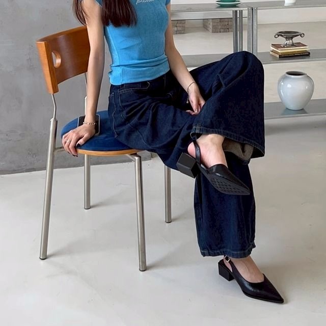 尖頭涼鞋 後空高跟鞋 通勤高跟鞋 設計感女鞋 氣質高跟鞋 百搭女鞋 小香風 夏季高跟鞋 尖頭鞋 低跟涼鞋 G8874-細節圖9