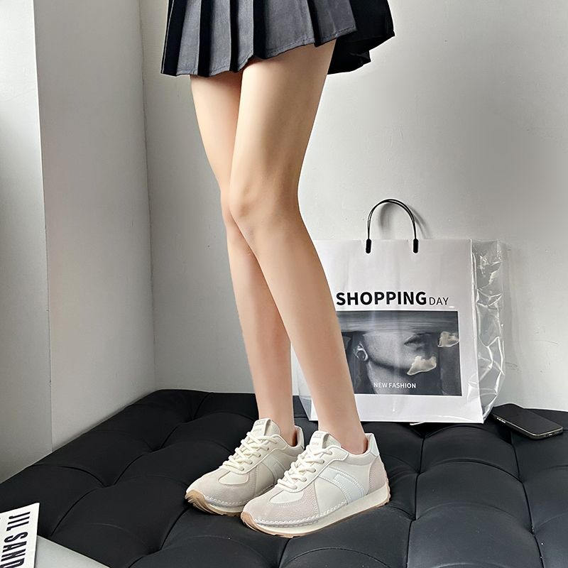 復古運動鞋 韓系跑步鞋 百搭球鞋 休閒女鞋 厚底增高 輕量好走 女生慢跑鞋 軟底緩震 氣墊鞋 懶人穿搭 白色球鞋B882-細節圖2