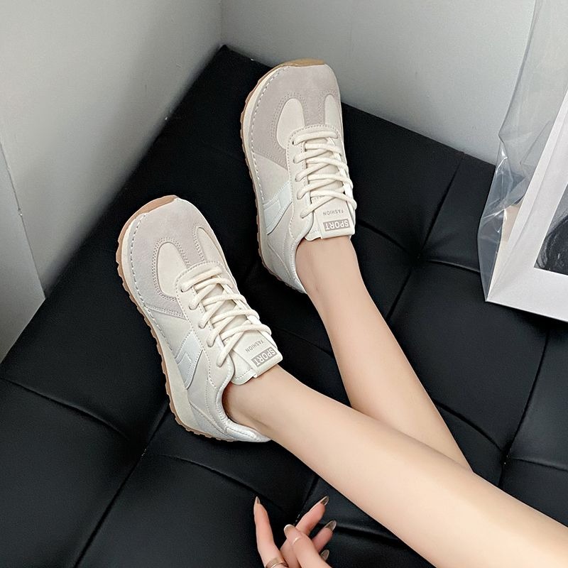 復古運動鞋 韓系跑步鞋 百搭球鞋 休閒女鞋 厚底增高 輕量好走 女生慢跑鞋 軟底緩震 氣墊鞋 懶人穿搭 白色球鞋B882-細節圖4
