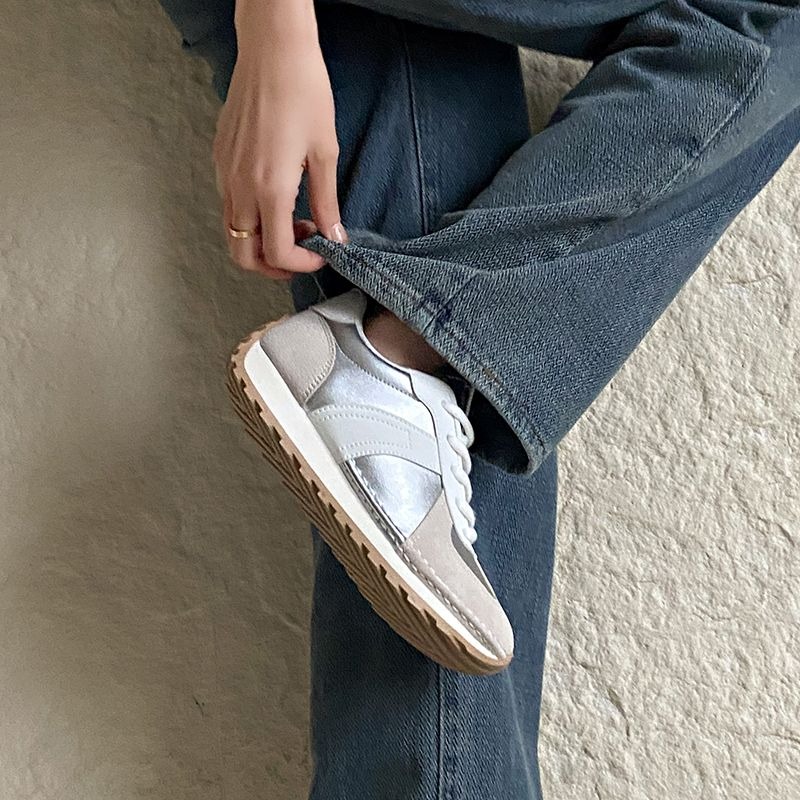 復古運動鞋 韓系跑步鞋 百搭球鞋 休閒女鞋 厚底增高 輕量好走 女生慢跑鞋 軟底緩震 氣墊鞋 懶人穿搭 白色球鞋B882-細節圖6