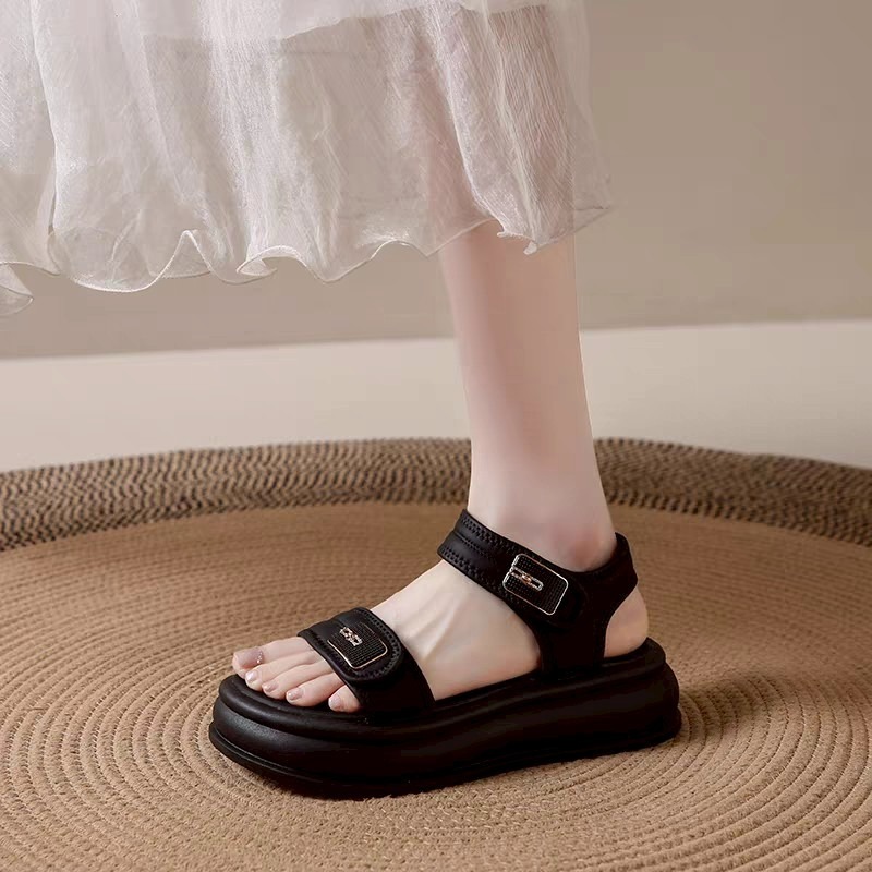 厚底涼鞋 魔鬼氈 女 涼鞋女 夏天女鞋 韓系女鞋 休閒鞋 百搭鞋 懶人鞋 軟底鞋 增高 涼拖鞋 大尺碼涼鞋 6225A-細節圖3