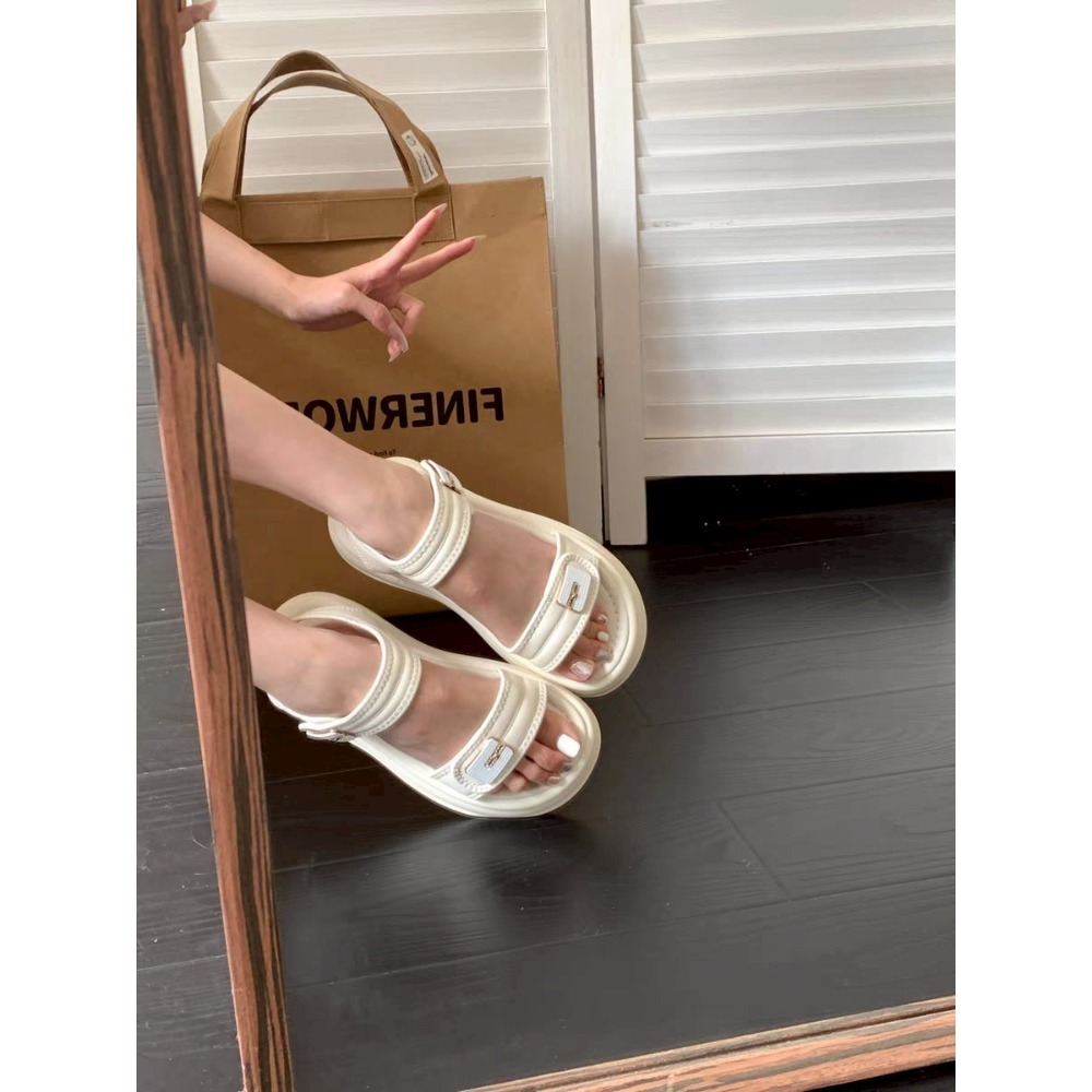 厚底涼鞋 魔鬼氈 女 涼鞋女 夏天女鞋 韓系女鞋 休閒鞋 百搭鞋 懶人鞋 軟底鞋 增高 涼拖鞋 大尺碼涼鞋 6225A-細節圖8