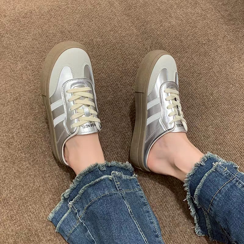 懶人鞋 穆勒鞋 女 厚底帆布鞋 韓系小白鞋 後踩帆布鞋 板鞋 百搭女鞋 增高鞋 學生鞋 厚底懶人鞋 透氣休閒鞋 6752-細節圖6