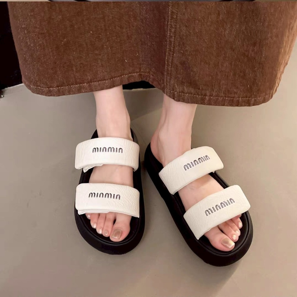 雙帶拖鞋 厚底拖鞋 女生拖鞋 軟底拖鞋 百搭涼鞋 韓系拖鞋 休閒拖鞋 防滑拖鞋 學生拖鞋 女生平底鞋 可愛拖鞋 6373-細節圖3