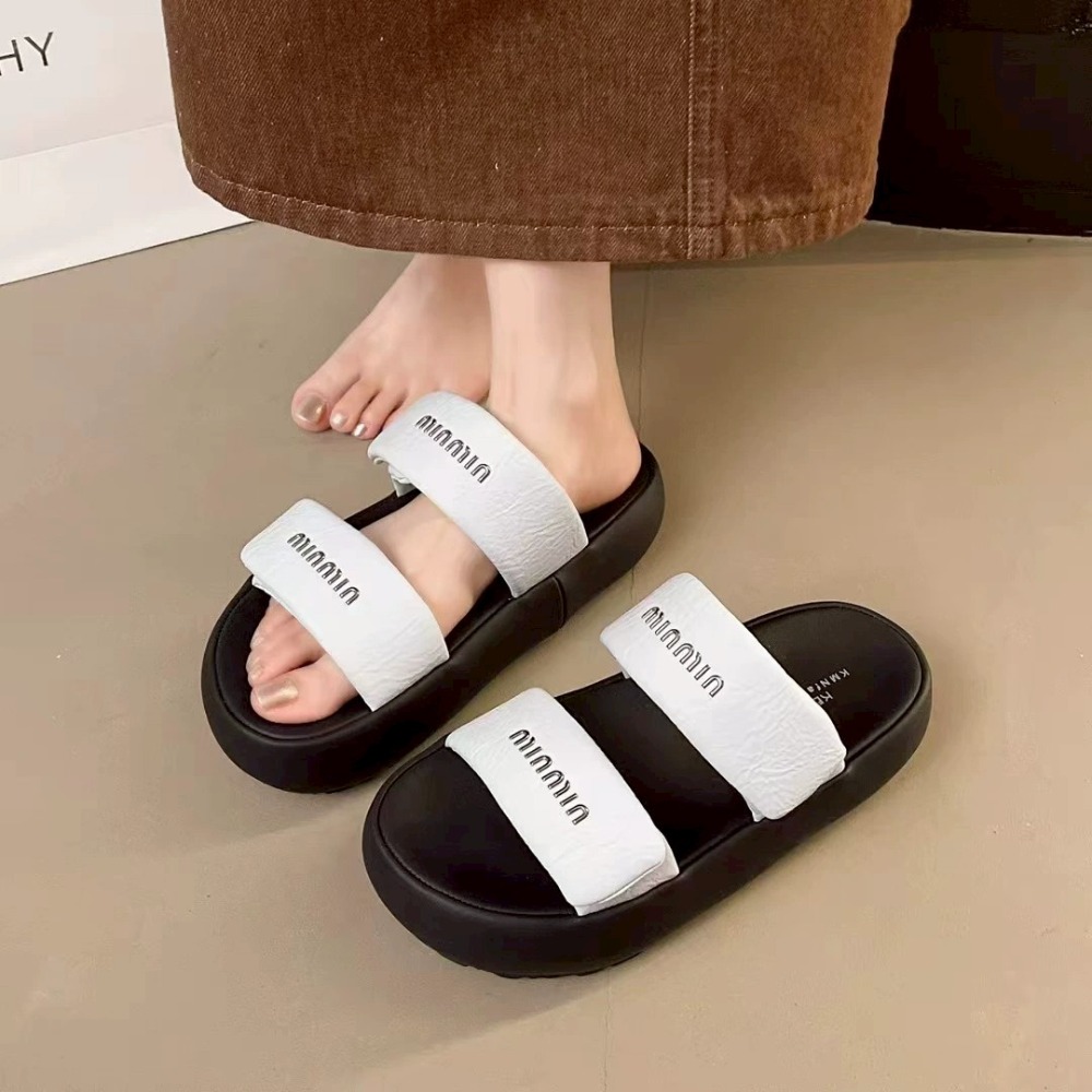 雙帶拖鞋 厚底拖鞋 女生拖鞋 軟底拖鞋 百搭涼鞋 韓系拖鞋 休閒拖鞋 防滑拖鞋 學生拖鞋 女生平底鞋 可愛拖鞋 6373-細節圖5