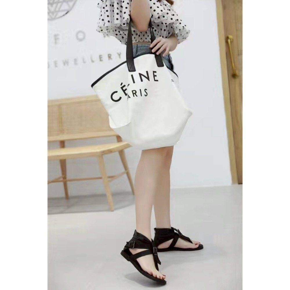 羅馬涼鞋 女生涼鞋 個性涼鞋 T字涼鞋 後拉鍊 涼鞋 黑色 棕色 夏季新款 懶人鞋 輕量舒適 百搭涼鞋 平底鞋 967A-細節圖2