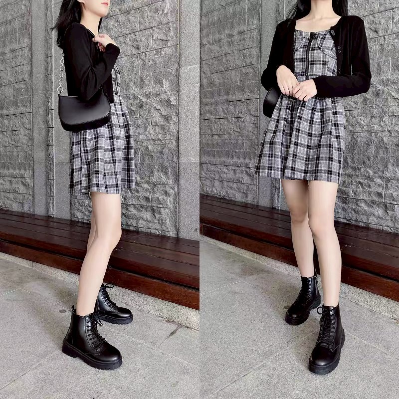 大尺碼42馬丁靴 女靴 短靴 厚底靴 工裝靴 中筒靴 粗跟靴 綁帶靴 拉鍊靴 增高靴 學生靴 百搭靴 黑色靴 S4646-細節圖5