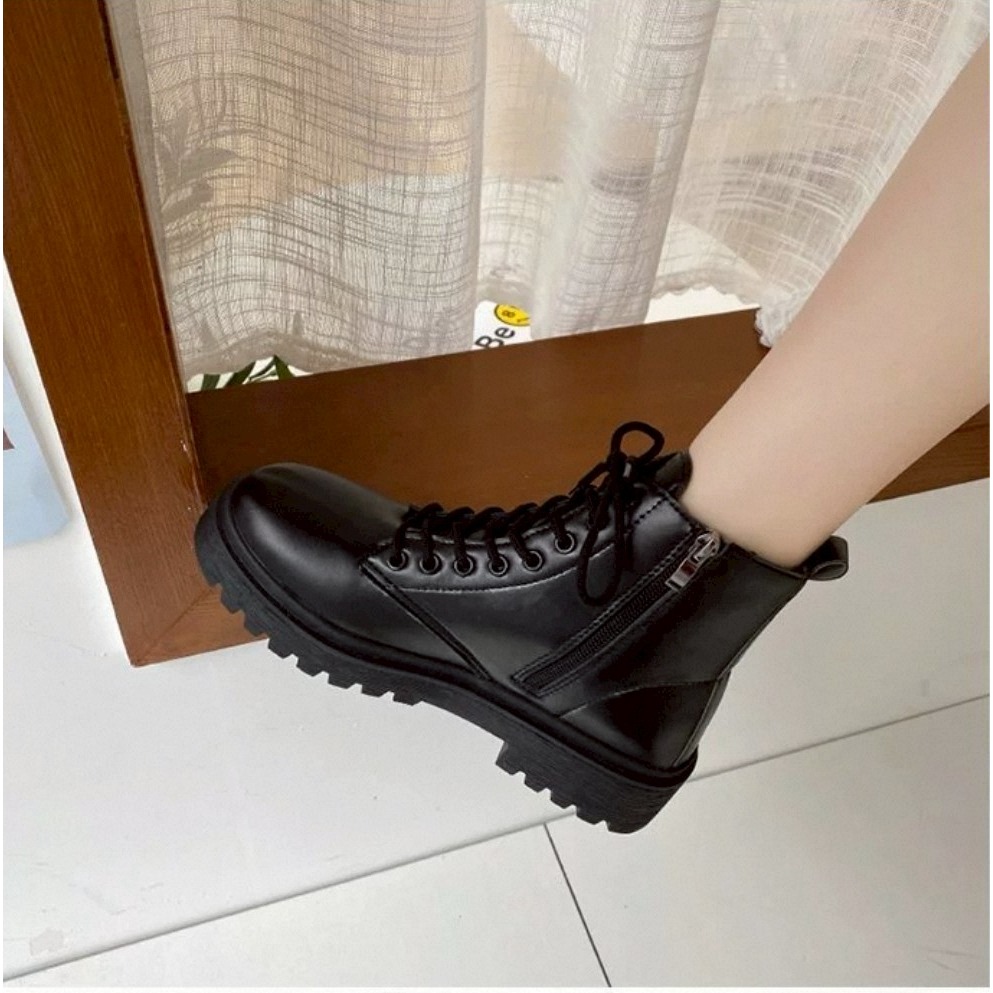 大尺碼42馬丁靴 女靴 短靴 厚底靴 工裝靴 中筒靴 粗跟靴 綁帶靴 拉鍊靴 增高靴 學生靴 百搭靴 黑色靴 S4646-細節圖7