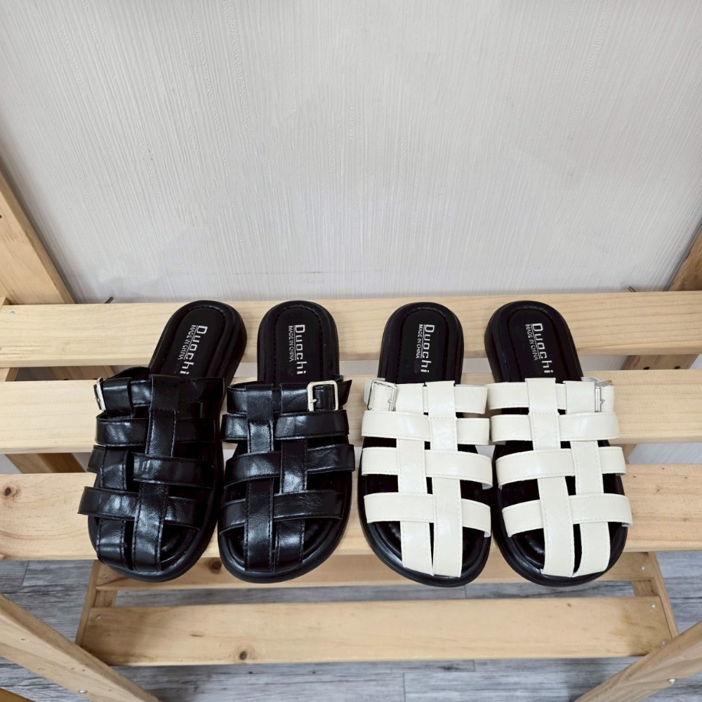 羅馬拖鞋 編織涼鞋 女拖鞋 涼拖鞋 穆勒鞋 寬帶拖鞋 百搭拖鞋 黑色拖鞋 白色拖鞋 厚底拖鞋 軟底拖鞋 G1196-細節圖2