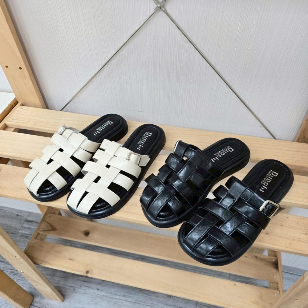 羅馬拖鞋 編織涼鞋 女拖鞋 涼拖鞋 穆勒鞋 寬帶拖鞋 百搭拖鞋 黑色拖鞋 白色拖鞋 厚底拖鞋 軟底拖鞋 G1196-細節圖4