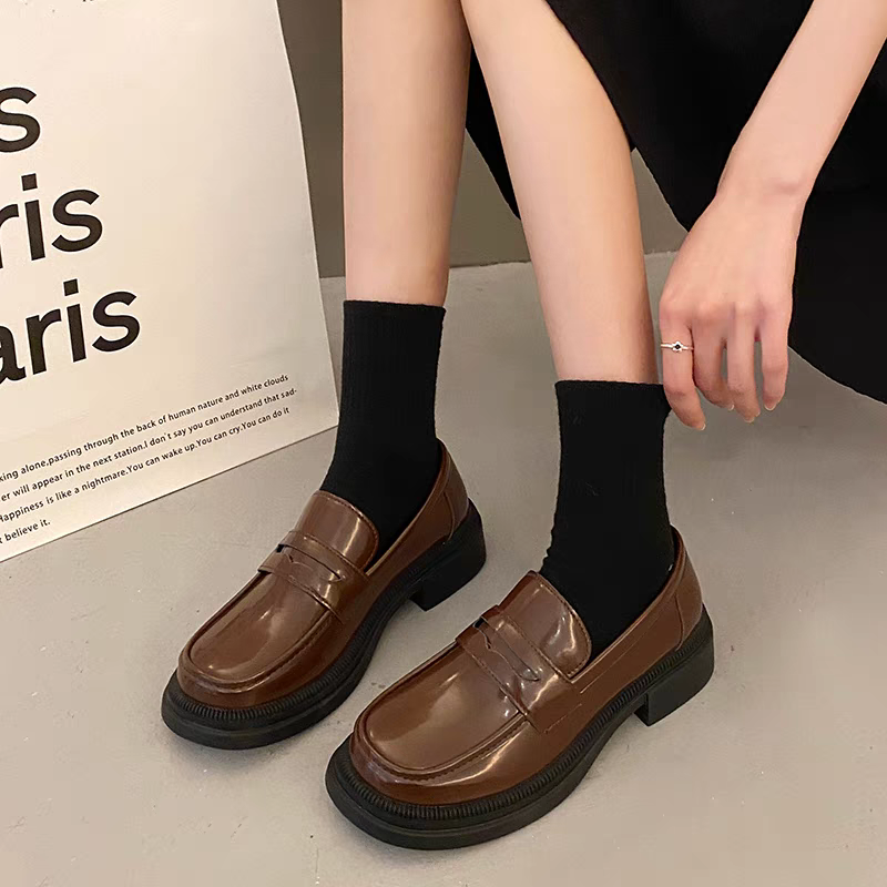 大尺碼42♥️厚底樂福鞋 女樂福鞋 小皮鞋 女皮鞋 黑色皮鞋 咖啡色皮鞋 學生皮鞋 通勤鞋 上班鞋 百搭鞋 D666-細節圖9