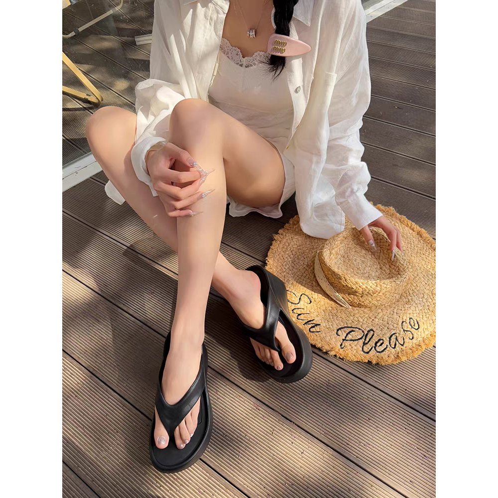 防水拖鞋 厚底拖鞋 夾腳拖鞋 女拖鞋 涼拖鞋 一體成型拖鞋 增高拖鞋 顯瘦拖鞋 黑色拖鞋 白色拖鞋 沙灘拖鞋-細節圖3