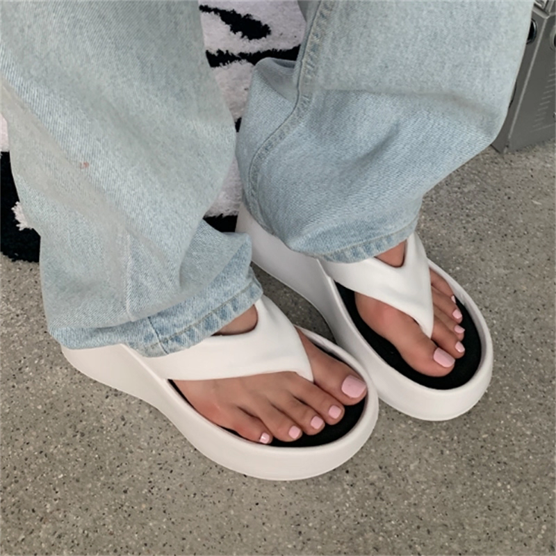 防水拖鞋 厚底拖鞋 夾腳拖鞋 女拖鞋 涼拖鞋 一體成型拖鞋 增高拖鞋 顯瘦拖鞋 黑色拖鞋 白色拖鞋 沙灘拖鞋-細節圖7