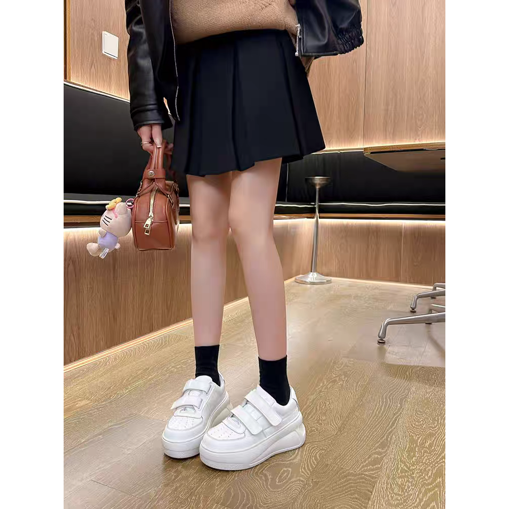 魔鬼氈小白鞋 魔鬼氈球鞋 厚底小白鞋 百搭鞋款 增高休閒鞋 顯高球鞋 懶人鞋 不綁帶鞋 女生球鞋 學生鞋 G2856-細節圖2