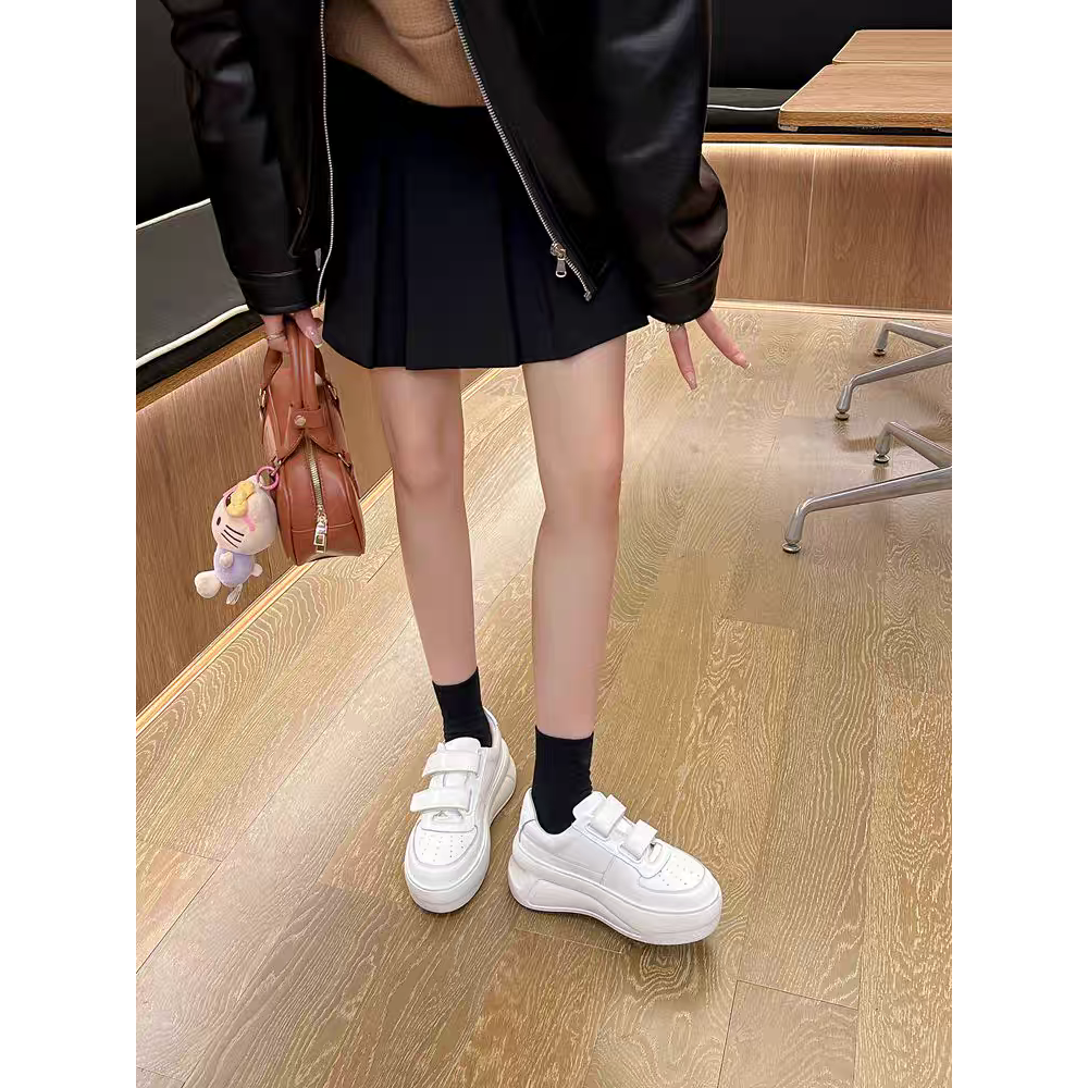 魔鬼氈小白鞋 魔鬼氈球鞋 厚底小白鞋 百搭鞋款 增高休閒鞋 顯高球鞋 懶人鞋 不綁帶鞋 女生球鞋 學生鞋 G2856-細節圖4