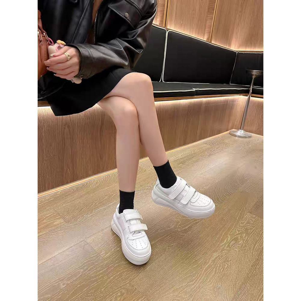 魔鬼氈小白鞋 魔鬼氈球鞋 厚底小白鞋 百搭鞋款 增高休閒鞋 顯高球鞋 懶人鞋 不綁帶鞋 女生球鞋 學生鞋 G2856-細節圖5