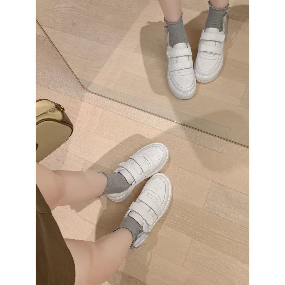 魔鬼氈小白鞋 魔鬼氈球鞋 厚底小白鞋 百搭鞋款 增高休閒鞋 顯高球鞋 懶人鞋 不綁帶鞋 女生球鞋 學生鞋 G2856-細節圖9