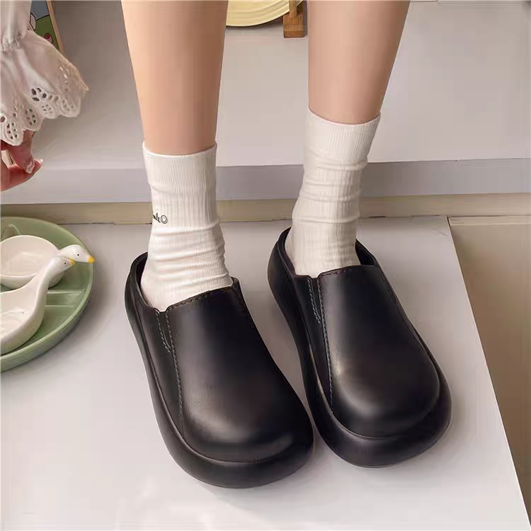 厚底拖鞋 懶人鞋款 一體成型 防水拖鞋 居家拖鞋 外出拖鞋 穿搭休閒鞋 女生厚底鞋 防滑拖鞋 輕便拖鞋 QQ195-細節圖3